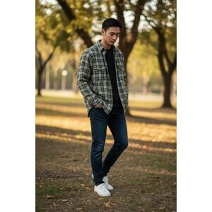 Wrangler Riggs Workwear Mens Large Green Plaid Flannel Long Sleeve Shirt